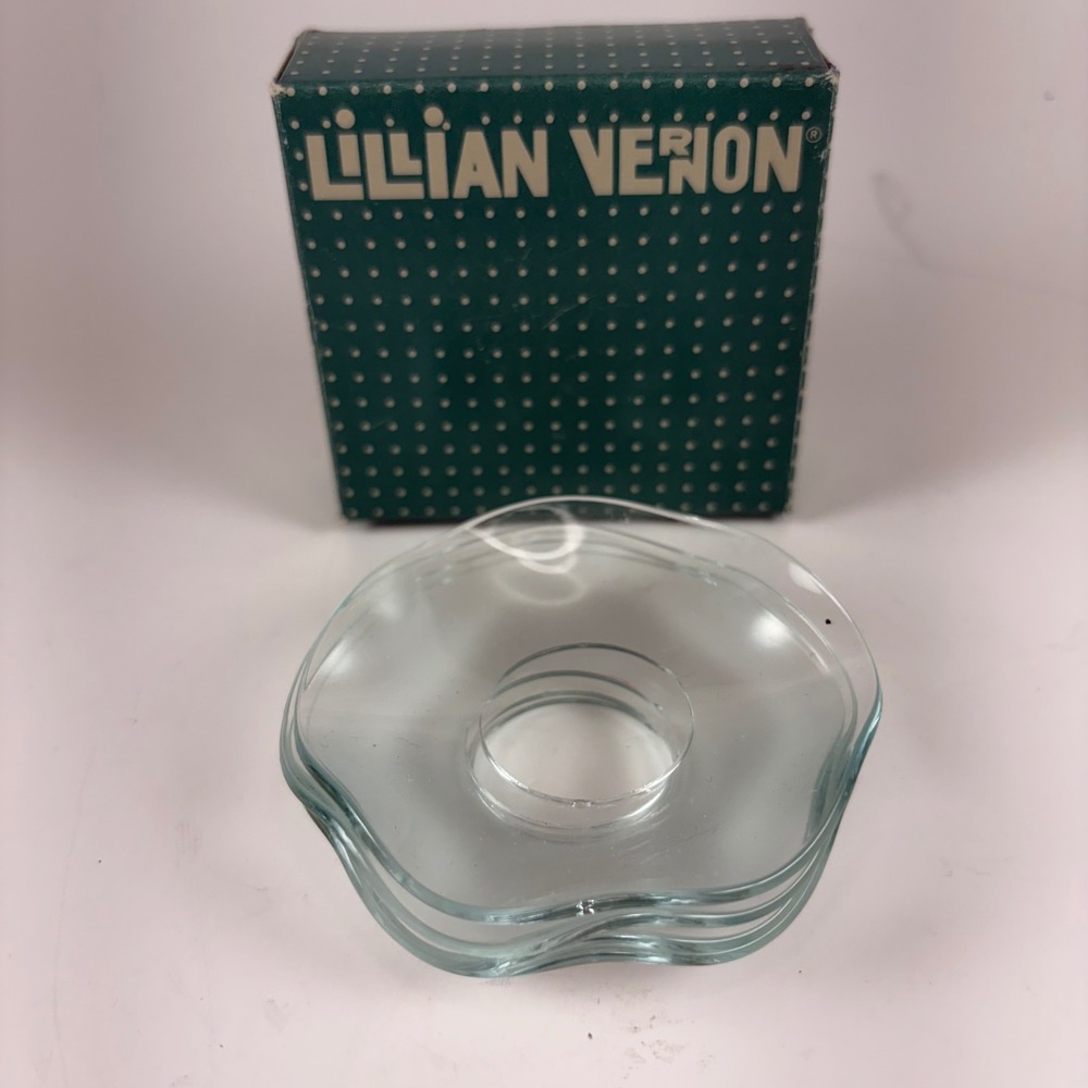 Lillian Vernon Set of 4 Crystal Bobeche West Germany Scalloped Candle Drip Guard